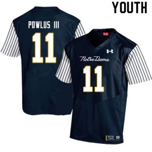 Notre Dame Fighting Irish Youth Ron Powlus III #11 Navy Under Armour Alternate Authentic Stitched College NCAA Football Jersey IZV6199UD
